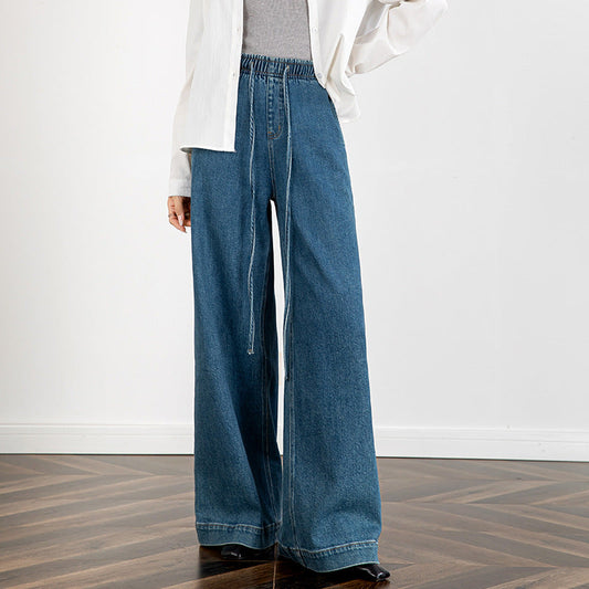 Elastic Waist Loose Jeans with Long Length image 0