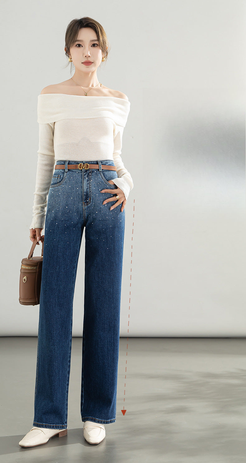Hot Diamond Gradient Shadow Jeans High Waist Wide Leg Pants image 8