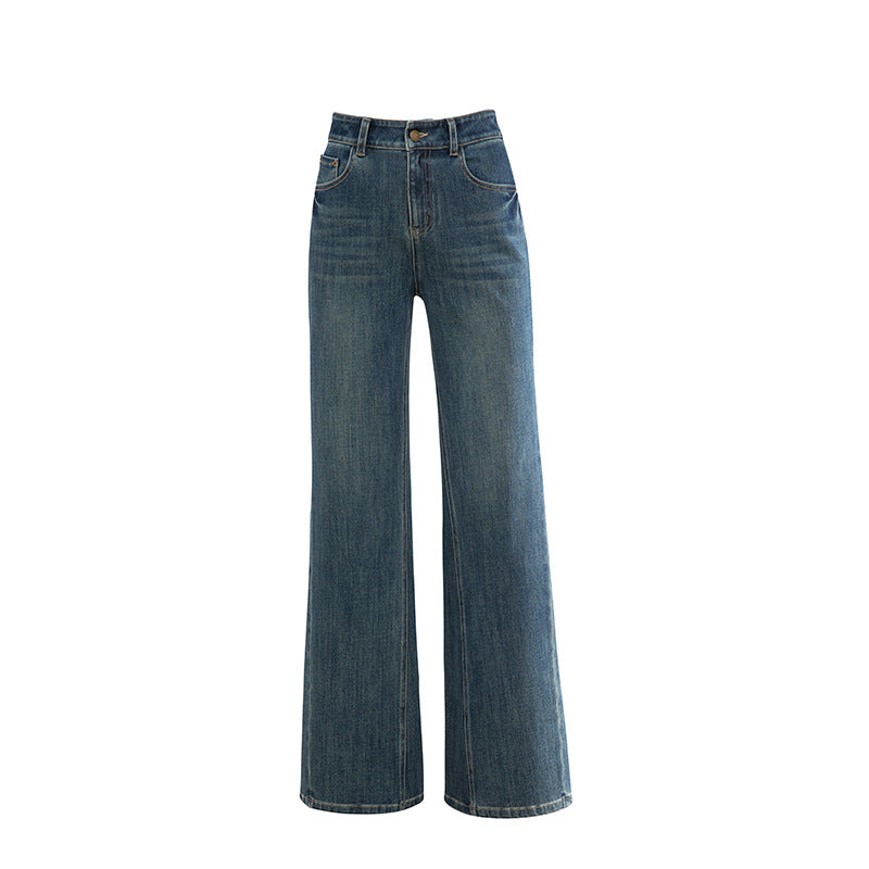 Retro Denim Flared High Waist Loose Mopping Pants image 4