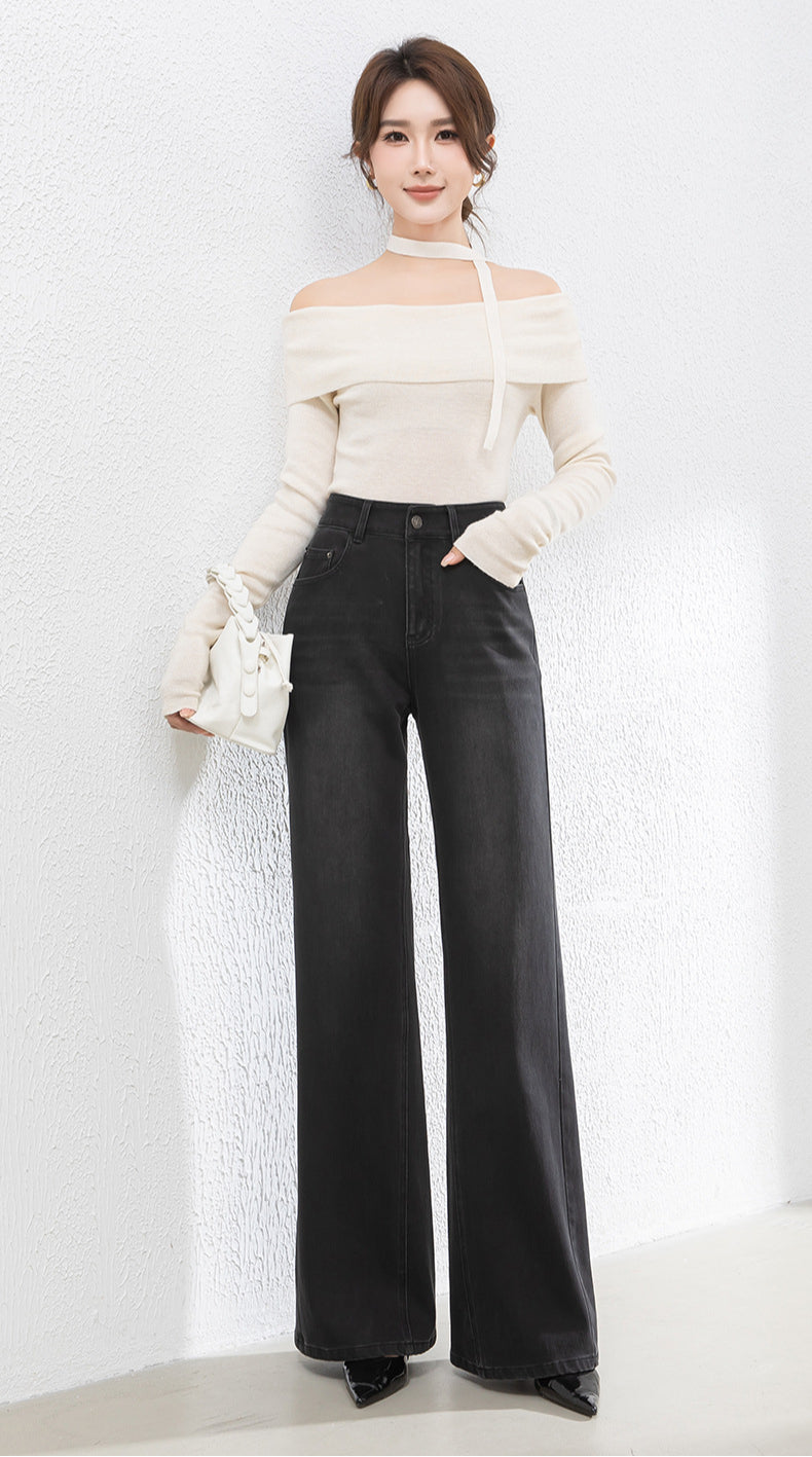 High Waist Jeans Loose Drape Mopping Pants image 6