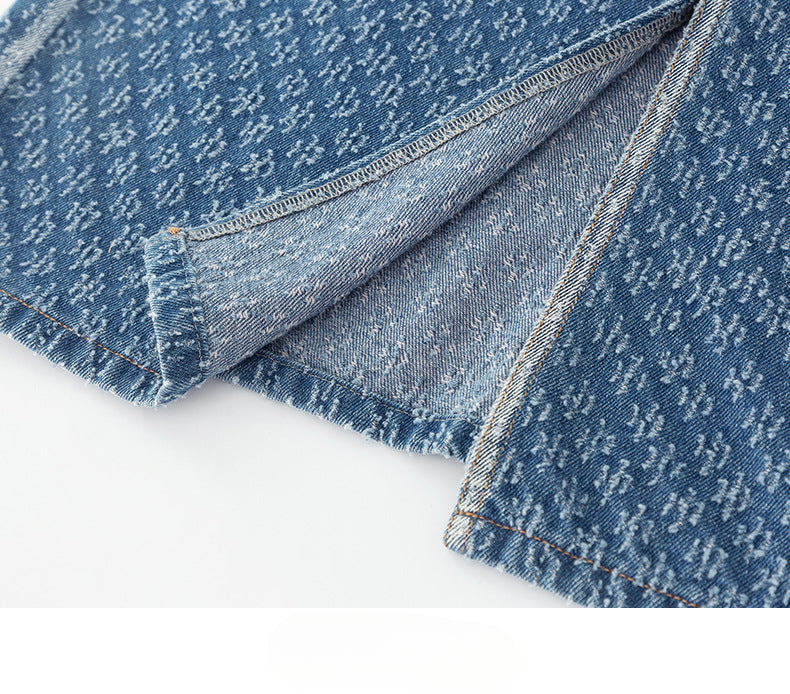 Jacquard Denim Skirt with Slits image 20