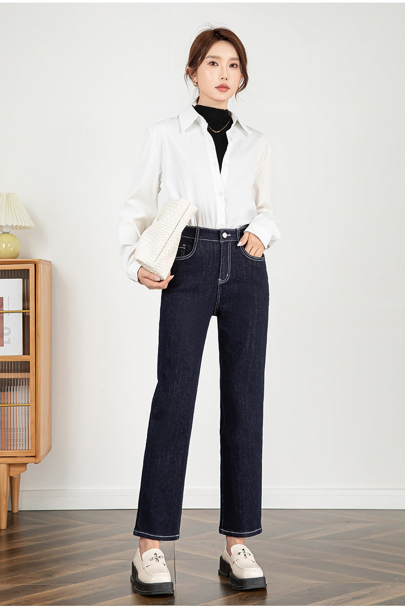 High-waisted Slim-fit Fade-resistant Straight-leg Trousers image 7