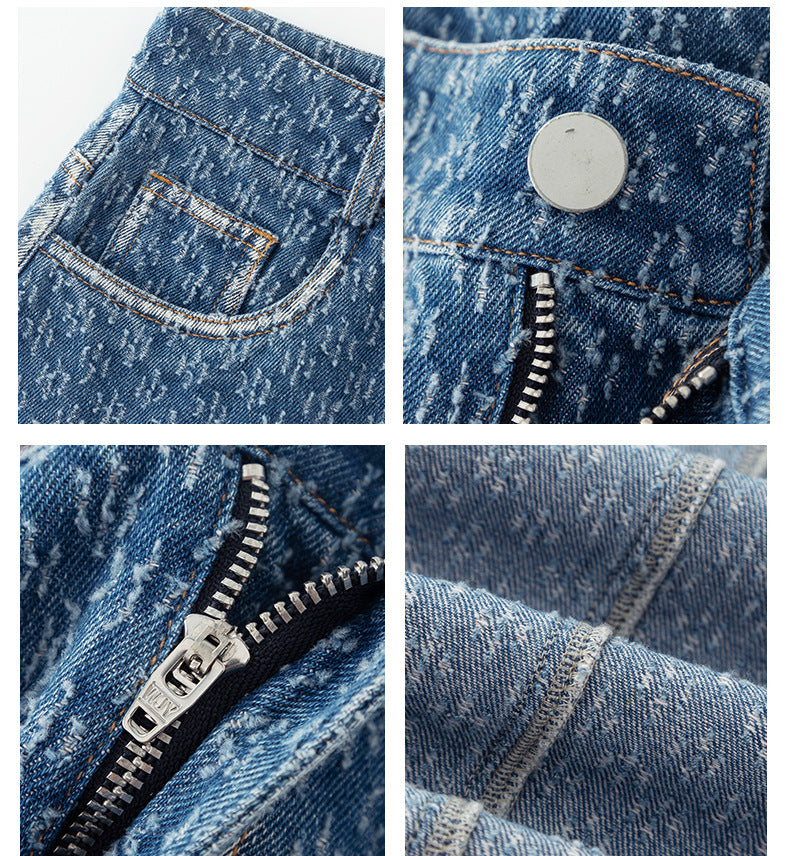 Jacquard Denim Skirt with Slits image 7