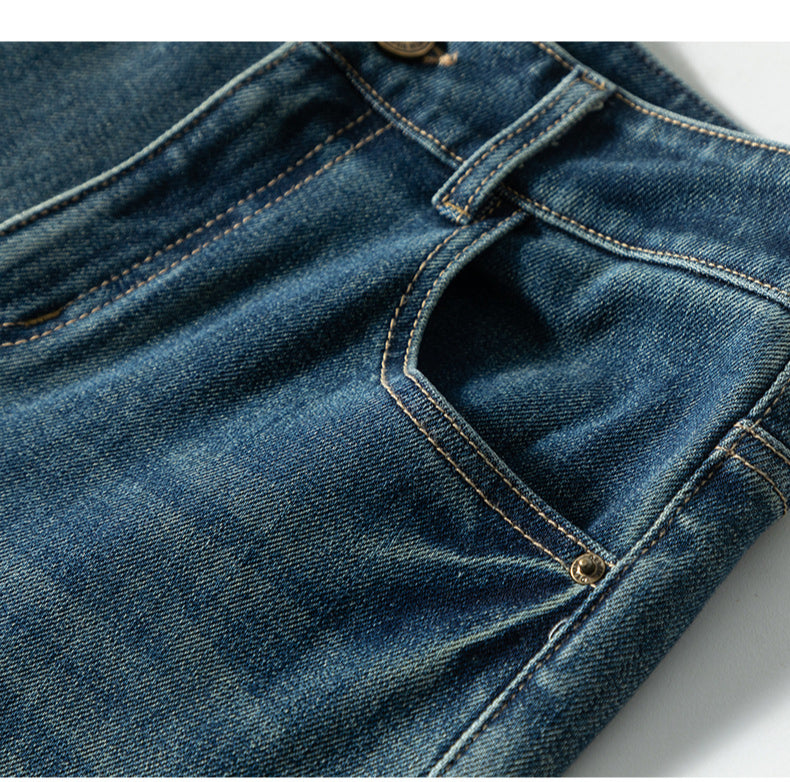 Retro Denim Flared High Waist Loose Mopping Pants image 18