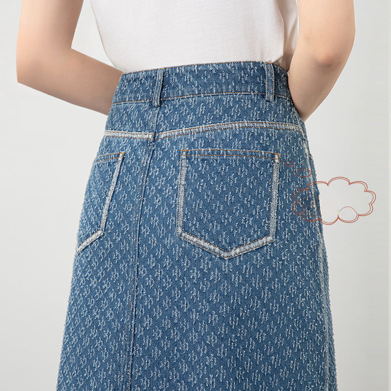 Jacquard Denim Skirt with Slits image 2