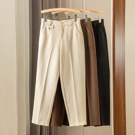 Casual High Waist Straight Maillard Trousers image 0