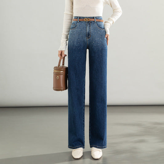 Hot Diamond Gradient Shadow Jeans High Waist Wide Leg Pants image 0