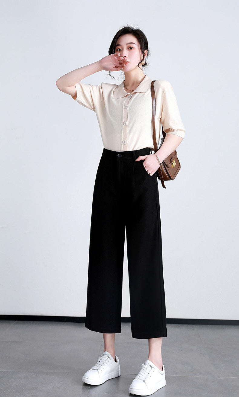 Loose Slim Casual Pants Thin Three-quarter Wide-leg Pants image 11