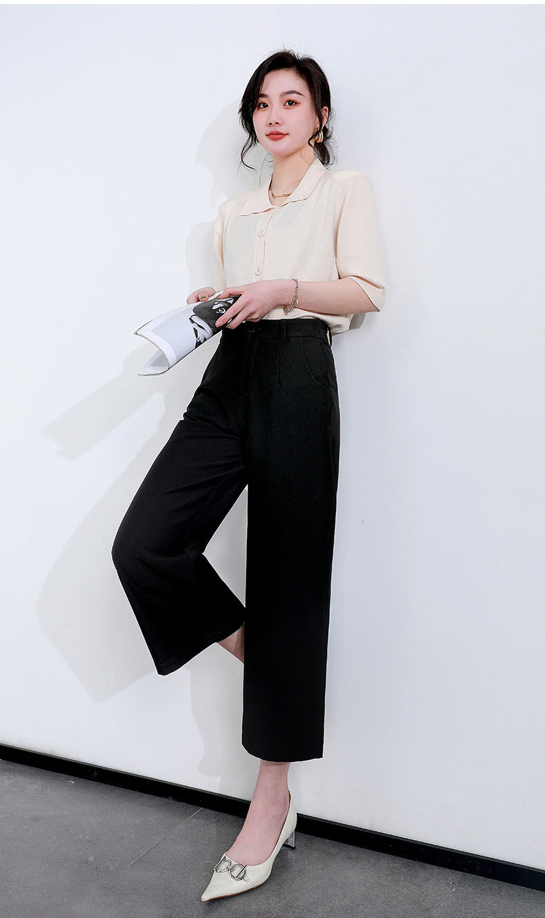 Loose Slim Casual Pants Thin Three-quarter Wide-leg Pants image 12