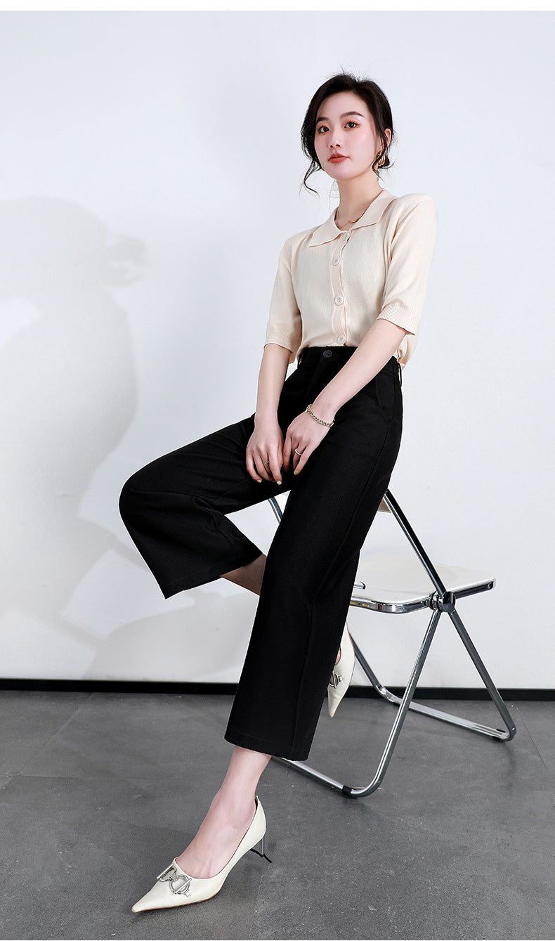 Loose Slim Casual Pants Thin Three-quarter Wide-leg Pants image 14
