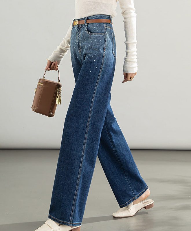 Hot Diamond Gradient Shadow Jeans High Waist Wide Leg Pants image 13