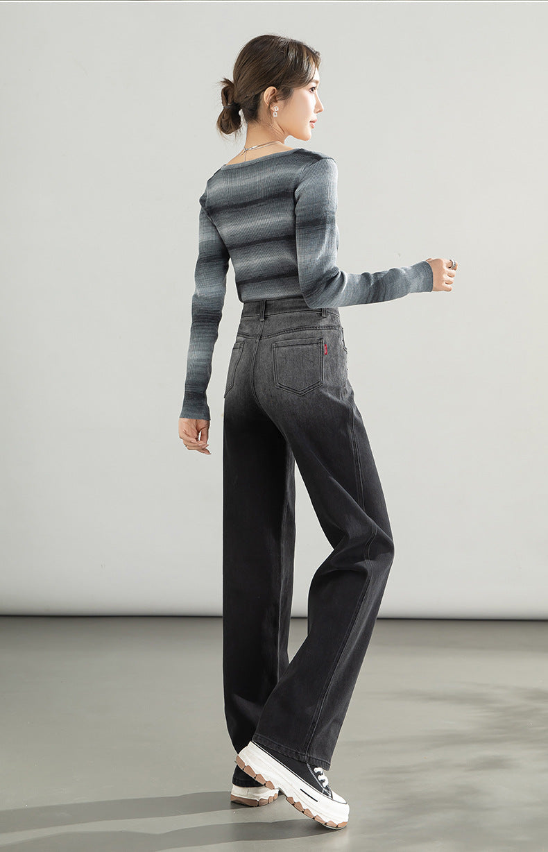 Hot Diamond Gradient Shadow Jeans High Waist Wide Leg Pants image 18