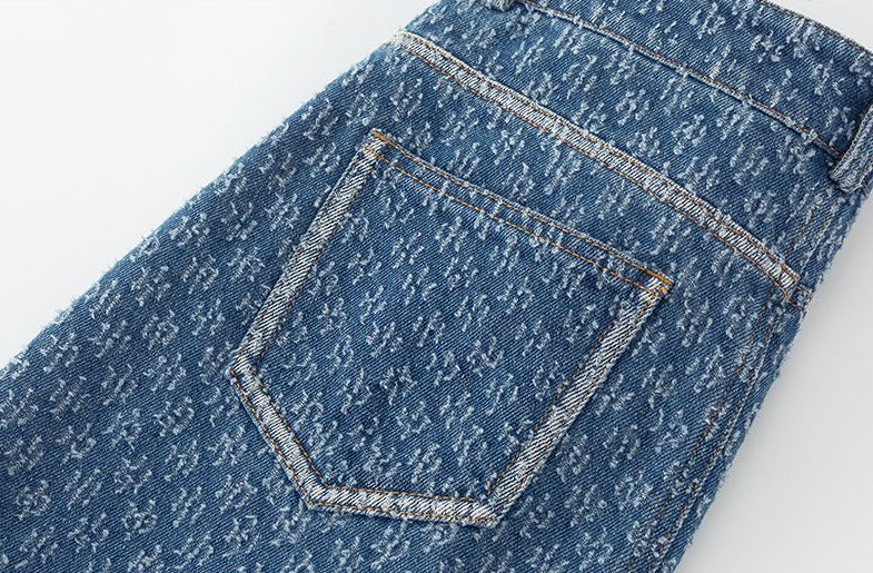 Jacquard Denim Skirt with Slits image 19