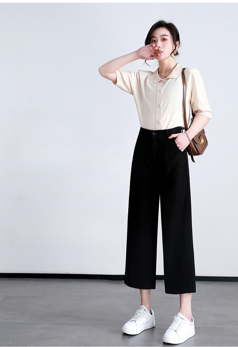 Loose Slim Casual Pants Thin Three-quarter Wide-leg Pants image 8