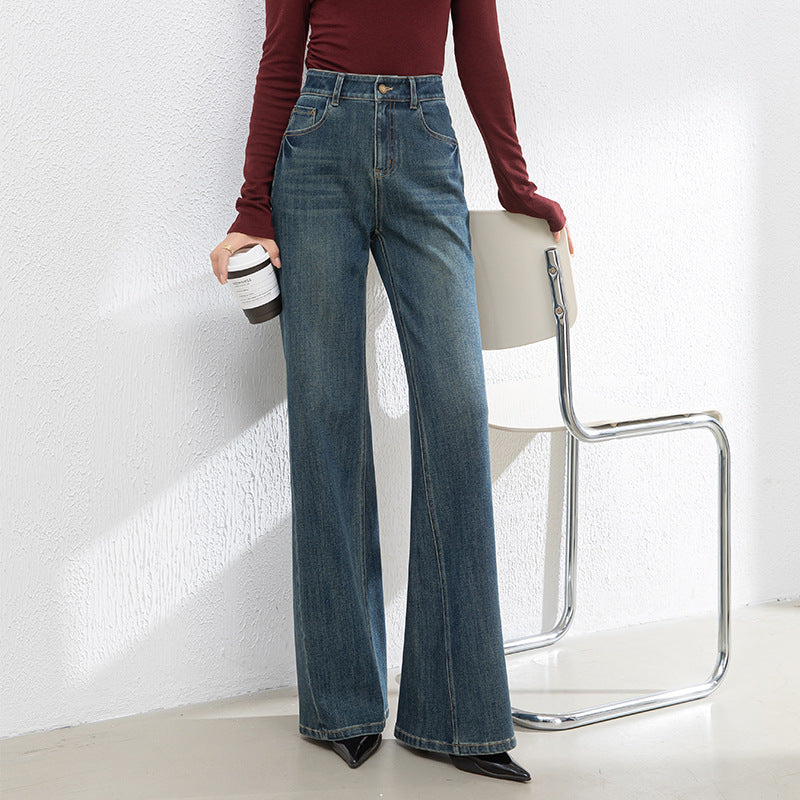 Retro Denim Flared High Waist Loose Mopping Pants image 1