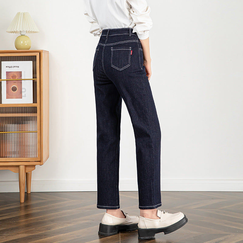 High-waisted Slim-fit Fade-resistant Straight-leg Trousers image 3